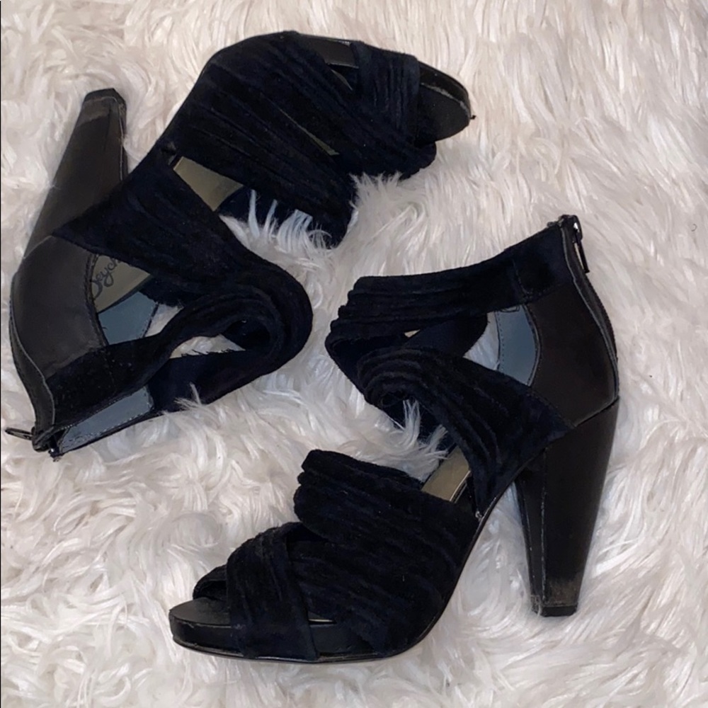 Black suede heels